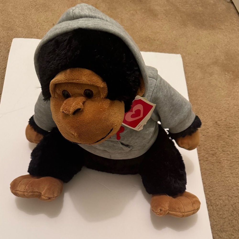 10 inch Gray Hoodie with Red plush monkey ‘Got Love?'